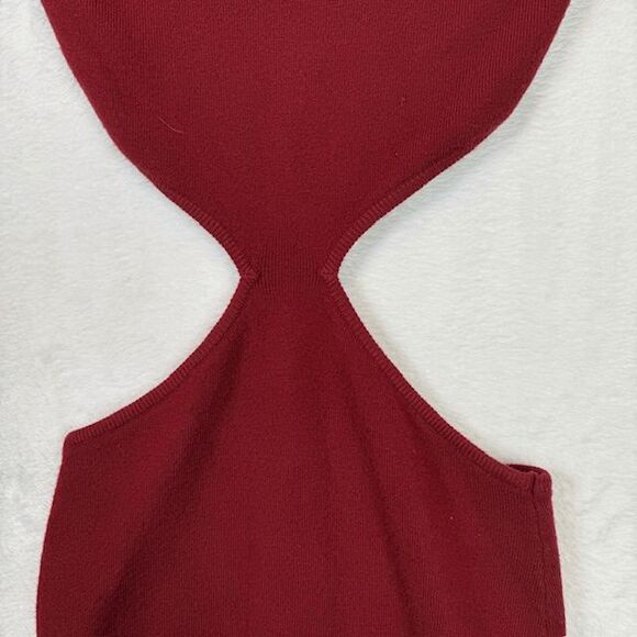 NBD Yael Cut Out Dress Sexy Open Back Deep Red Stretch Knit Size XS - Picture 4 of 11